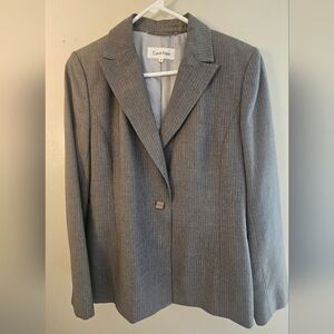 Calvin Klein Women's Gray Pinstripe Blazer